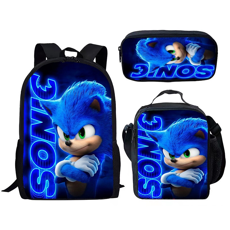 Sonic School 雙肩包兒童背包套裝男孩/午餐袋/筆袋鉛筆盒【10 芯】��