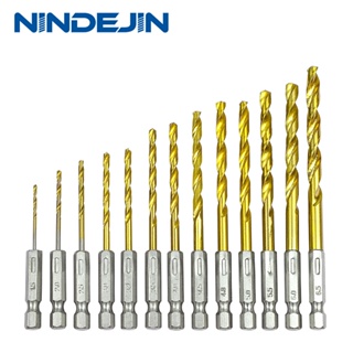 Nindejin 13 件六角柄鑽頭套裝 1.5-6.5mm HSS 鈦麻花鑽頭套裝,用於鈑金木塑