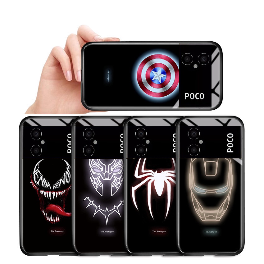 XIAOMI (夜光玻璃外殼)適用於小米 Poco M4 5G Poco M5 Poco M5S Avengers Ma