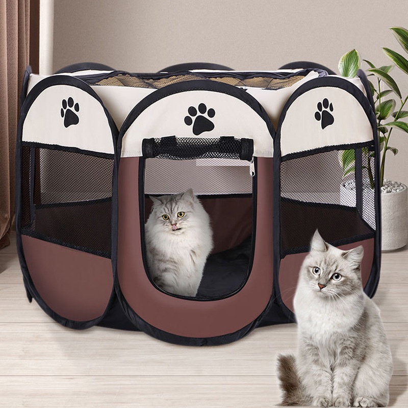 【高品質】貓咪產房折疊寵物圍欄八角籠帳篷寵物墊子狗窩貓窩透明寵物墊貓籠 寵物用品