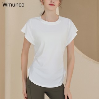 Wmuncc 透氣速乾運動上衣女士短袖T恤跑步訓練罩衫顯瘦健身瑜伽服