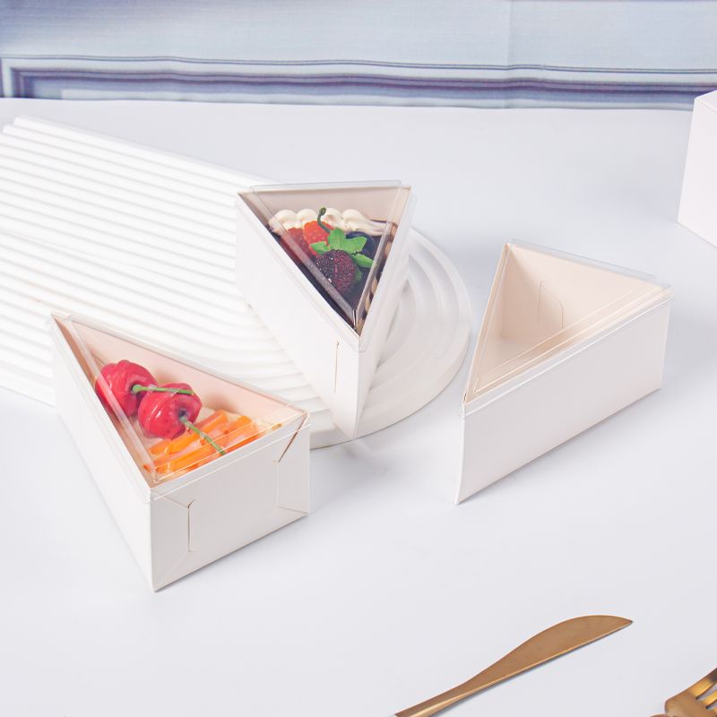 切片蛋糕盒 三角蛋糕盒 三角慕斯盒一次性加厚帶蓋透明6/8寸千層蛋糕切塊西點包裝紙盒子
