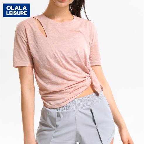 Olala 寬鬆短袖上衣女夏季健身服輕薄速乾運動t恤女瑜伽罩衫 YXH DS36