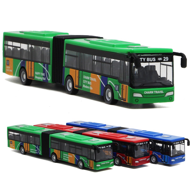 合金雙節加長小巴士 小巧回力兒童玩具公車網紅熱銷玩具禮品