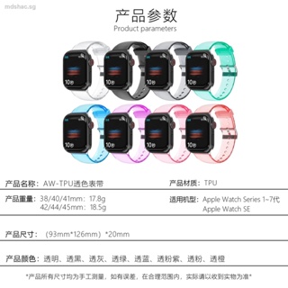 適用於apple Apple watch手錶錶帶watch1-8代TPU純色透明錶帶