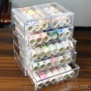 紙膠帶收納盒 紙膠帶臺 收納盒 五層抽屜式亞剋力大號手帳膠帶收納盒日本膠美甲工具飾化妝品盒