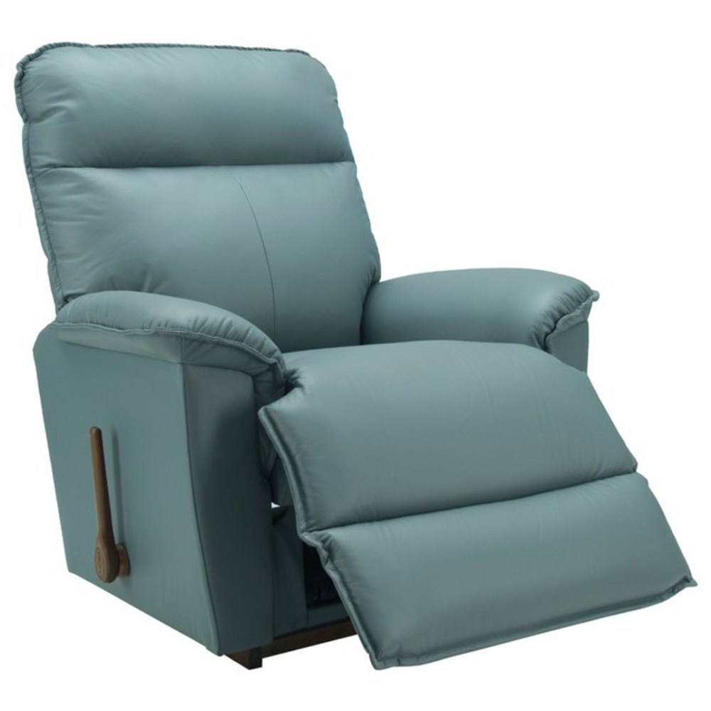 【HOLA】La-Z-Boy 單人半牛皮沙發/搖椅式休閒椅(10T706-藍灰色)