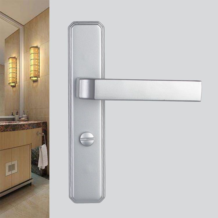 衛生間單舌黑色靜音門鎖鋁合金門洗手間廁所通用型浴室玻璃門把手yc6666888