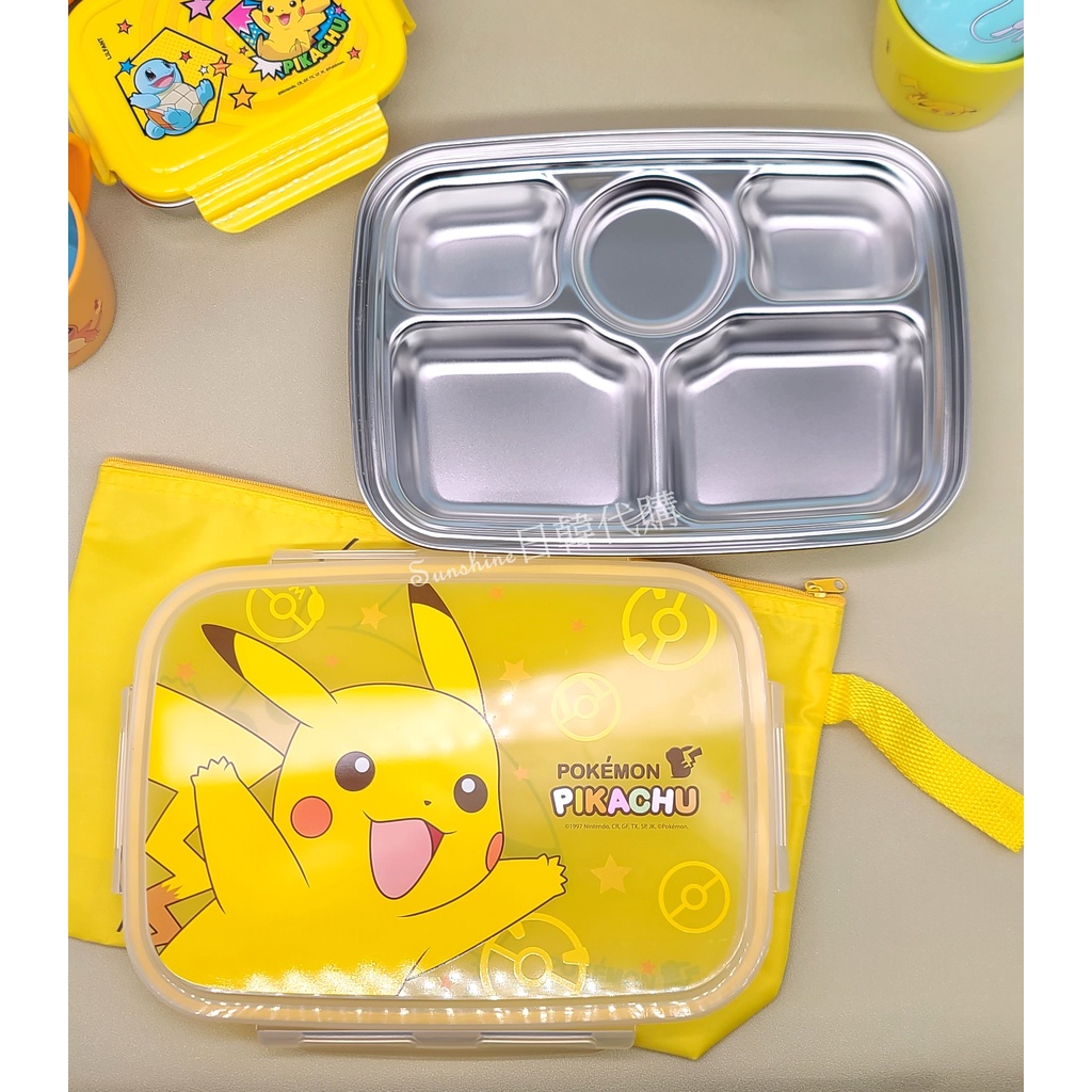 限量現貨 韓國製 精靈 寶可夢 POKEMON 皮卡丘 神奇寶貝 不鏽鋼 五分格餐盤 餐盒 餐盤 便當盒 便當袋 餐袋