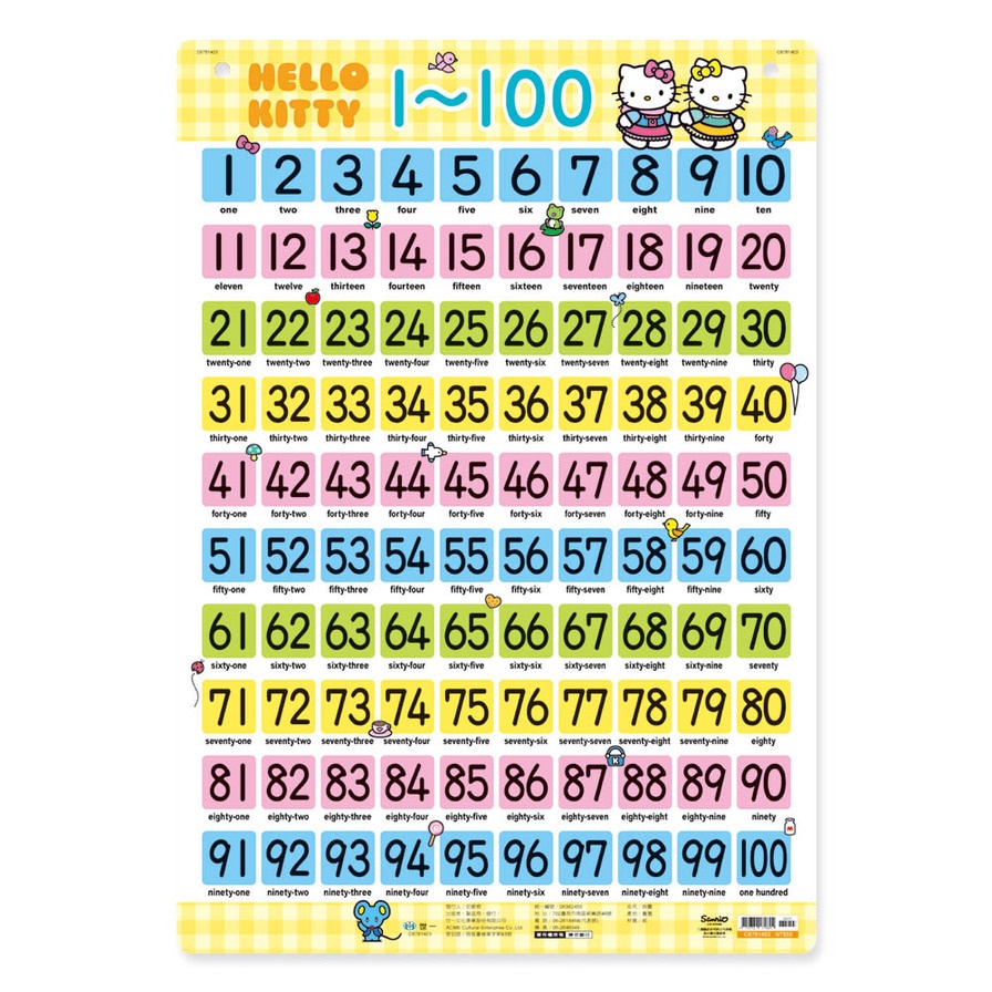 Hello Kitty1-100掛圖(捲式)(世一文化編輯群) 墊腳石購物網