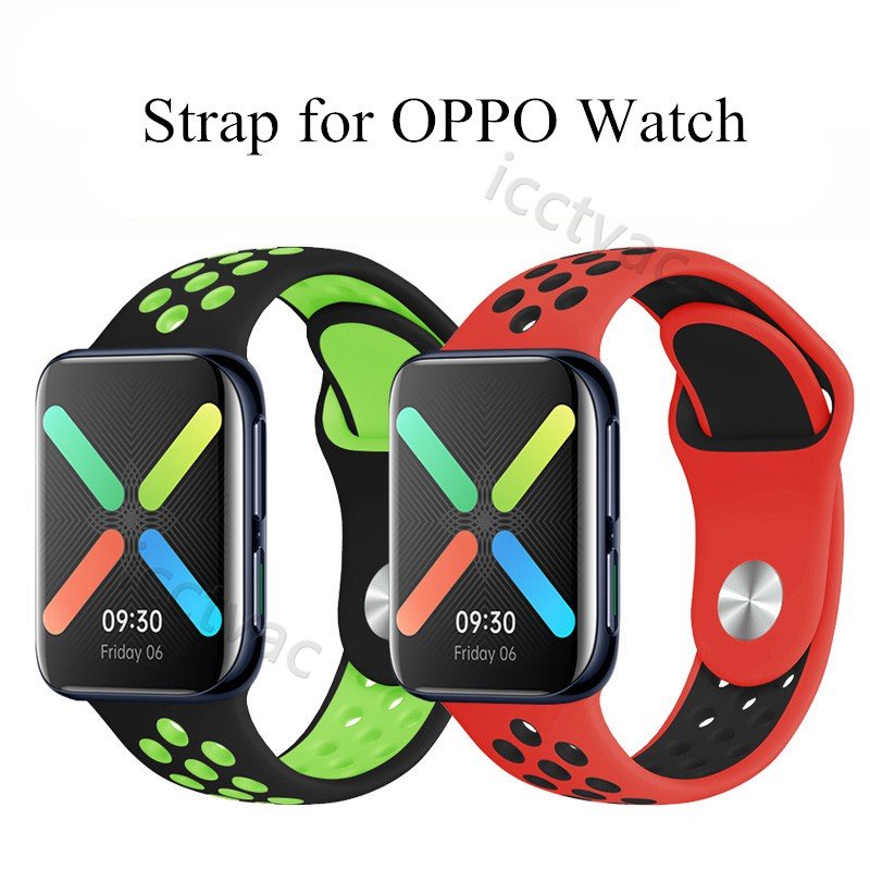 適用oppo watch1 nike矽膠雙色錶帶 oppo Watch 41mm 46mm 專用矽膠雙色錶帶