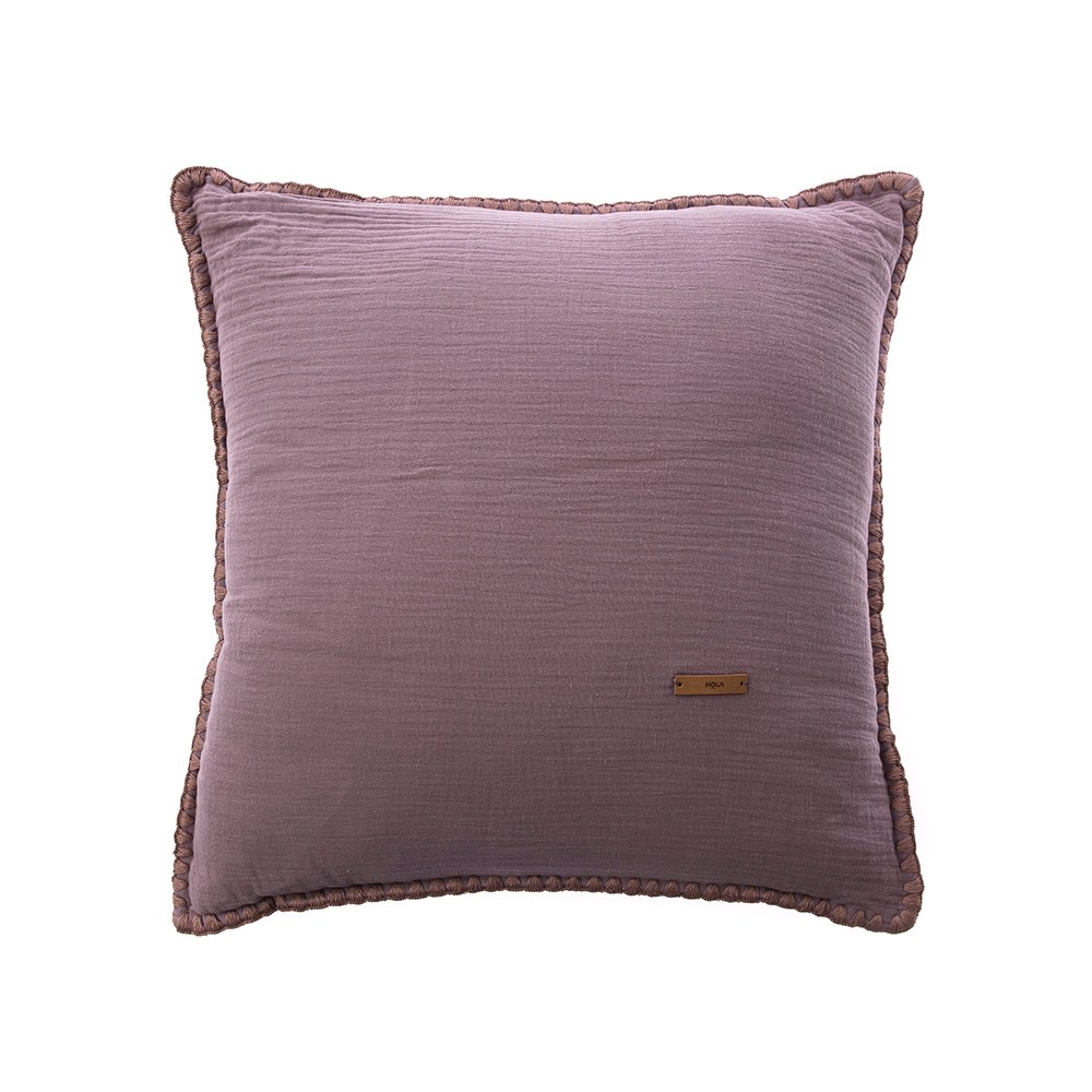 【HOLA】素色雙層全棉貝殼繡抱枕45x45煙燻紫