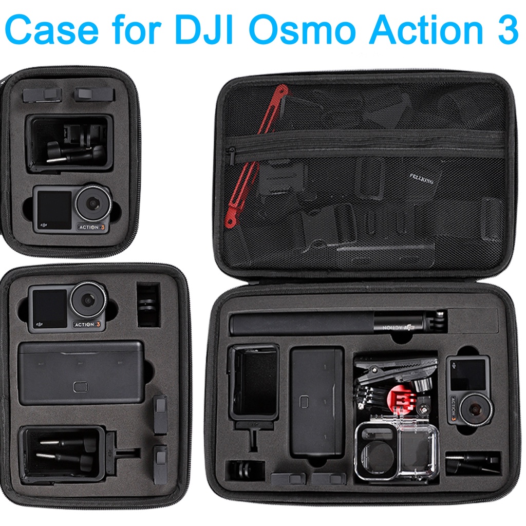 Dji Osmo Action 3 相機硬殼收納包 DJI Action 4 相機自拍杆電池盒配件便攜包