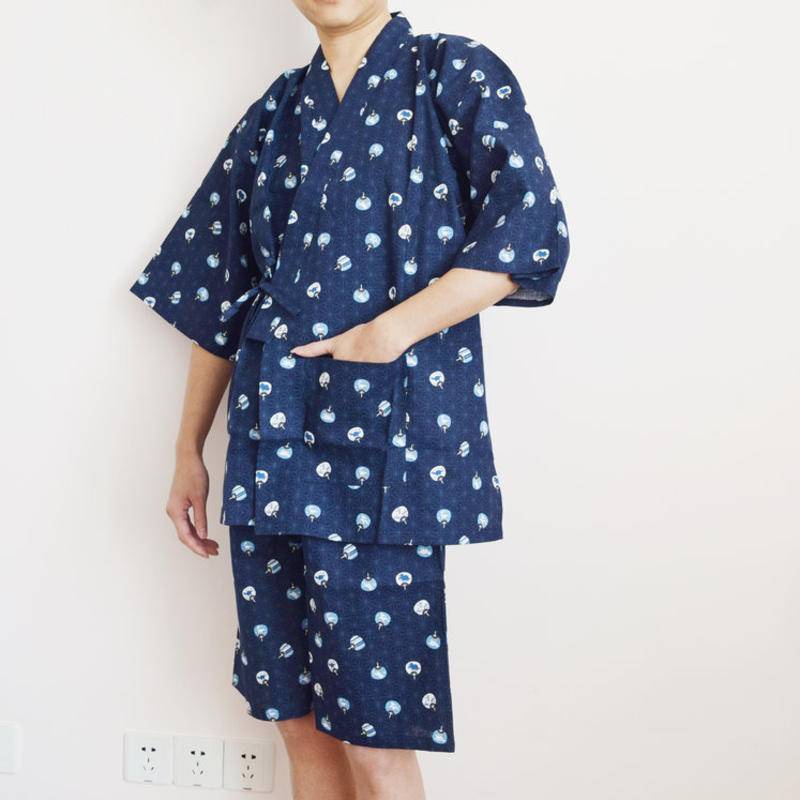 夏季日式純棉   家居服   男士短袖  睡衣套裝   日本和服  甚平  溫泉汗蒸服