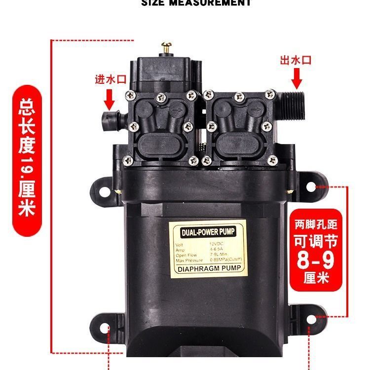 大功率12V雙核泵動力水泵農用電動噴霧器改裝雙泵高壓打藥洗車泵 可看
