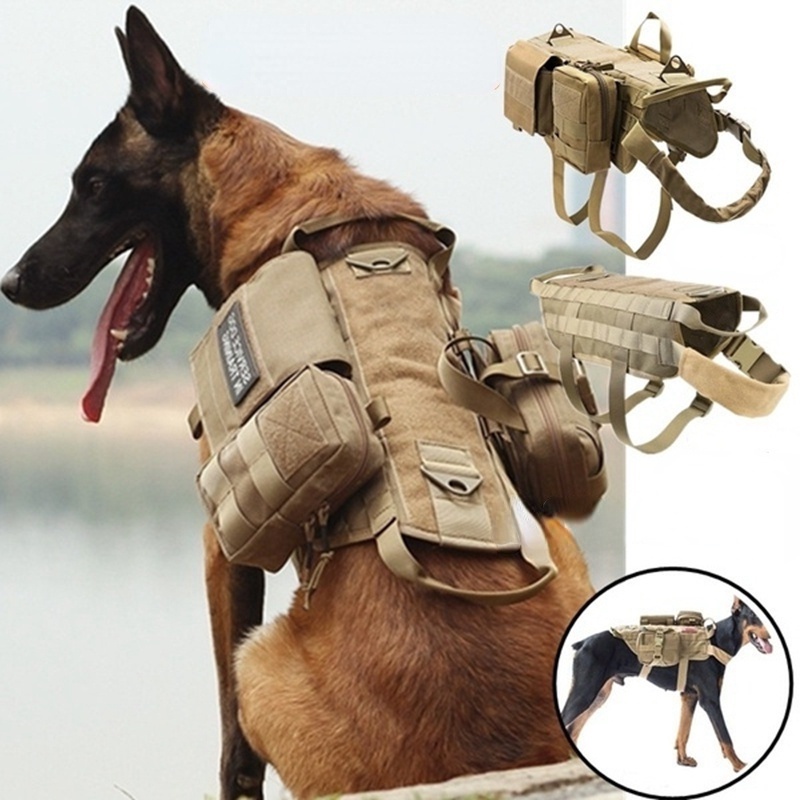 戰術無拉狗背帶k9背心可調節狗繩molle醫療包訓練狩獵寵物背帶小型中大型犬