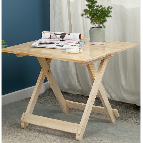 實木摺疊桌 家用小戶型吃飯餐桌 長方形小桌子 可摺疊長桌簡易飯桌