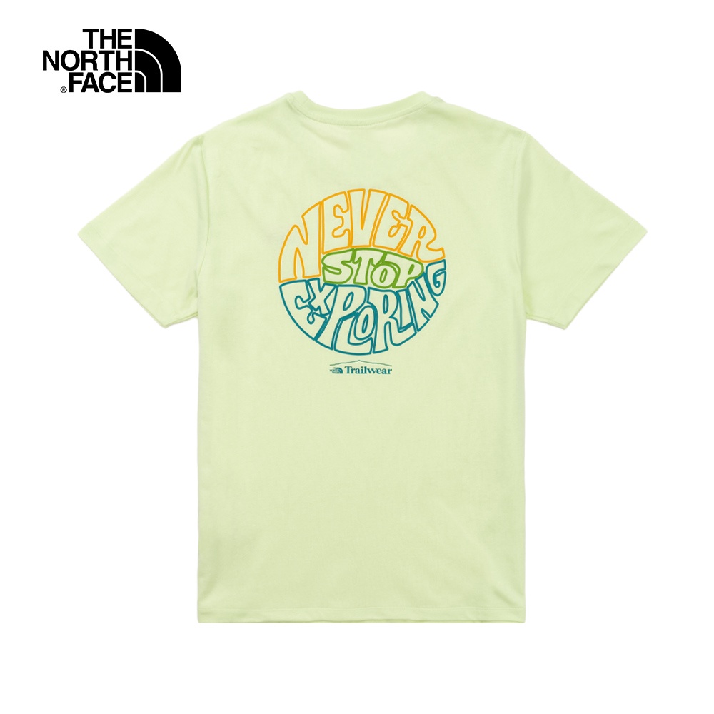 The North Face北面女款淺綠色吸濕排汗炫麗標語印花短袖T恤｜7WFBN13