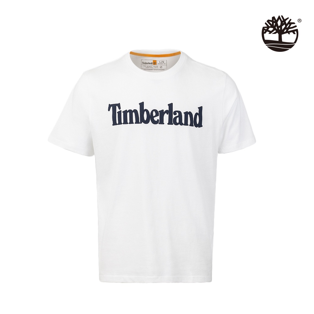Timberland 男款白色有機棉經典Logo印花短袖T恤|A6DN3100