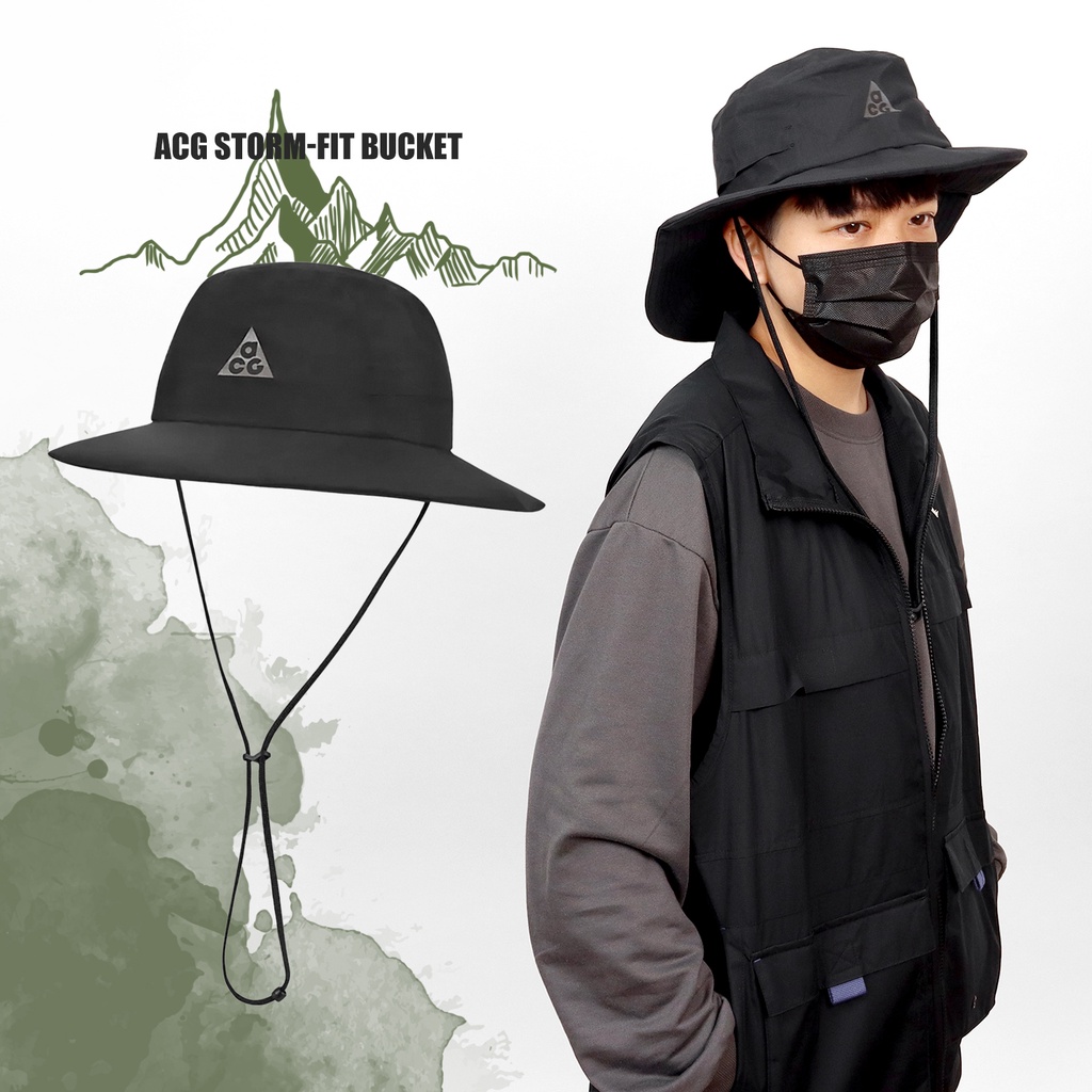 Nike 帽子 ACG Bucket 男女款 黑 漁夫帽 機能 輕量 遮陽 束帶 反光 【ACS】 DV5576-010
