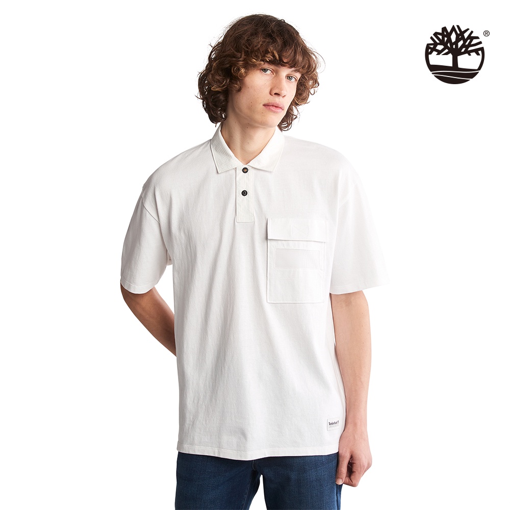 Timberland 男款白色簡約POLO衫|A2H23100