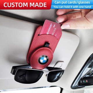 BMW 適用於寶馬真牛皮汽車眼鏡夾多功能汽車太陽鏡盒支架汽車汽車遮陽闆卡收納夾票卡夾