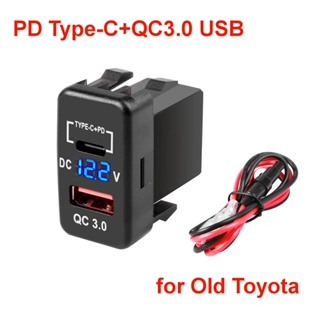 12v 24V 汽車 PD Type-C QC3.0 USB 充電器插座適配器帶 LED 電壓表防水適用於豐田