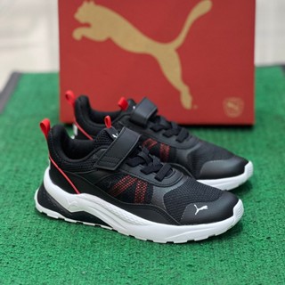 琳~ PUMA 童鞋 中童 魔鬼氈 慢跑鞋 Anzarun2.0 記憶枕鞋墊 透氣 黑紅 39084203 原價1980