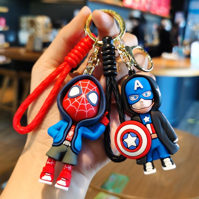 MARVEL Coffeejoy 全新 PVC 漫威美國隊長鑰匙扣蜘蛛俠鋼鐵俠鑰匙扣復仇者聯盟手工娃娃挂件