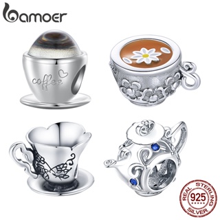 Bamoer 925 純銀咖啡杯和茶杯 DIY 吊墜,用於手鍊製作 SCC2475