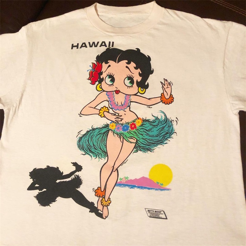 現貨 bettyboop貝蒂娃娃夏威夷阿美咔嘰vintage復古男女短袖T恤