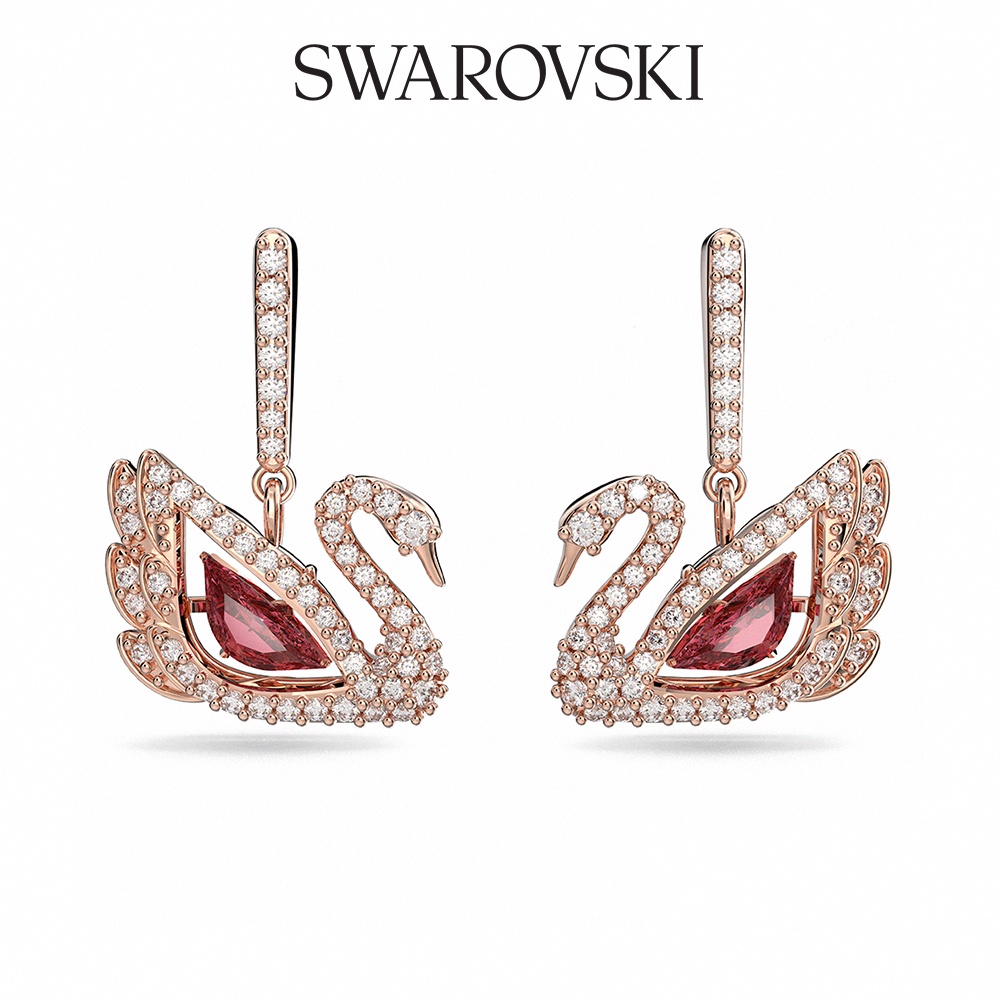 SWAROVSKI 施華洛世奇 Dancing Swan 玫金色舞動天鵝穿孔耳環