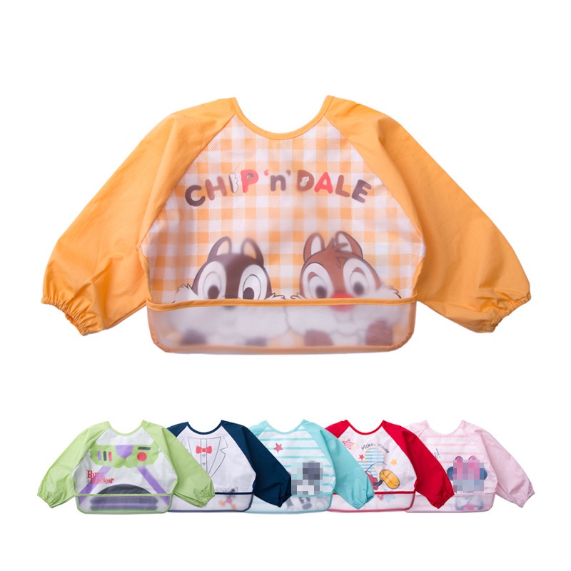 寶寶EVA防水罩衣嬰兒反穿衣兒童帶袖吃飯兜圍兜卡通動漫圖案