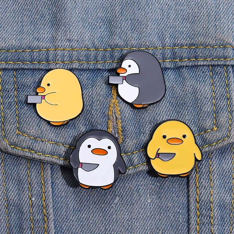 4 款可愛卡通動物翻領胸針創意小雞企鵝琺瑯別針設計感背包徽章配飾首飾收藏送給朋友的禮物