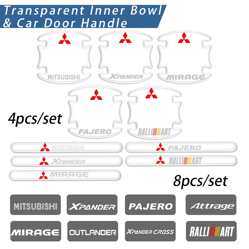 三菱車門把手保護罩內碗防刮貼紙適用於 Xpander Mirage Attrage Outlander Xpander