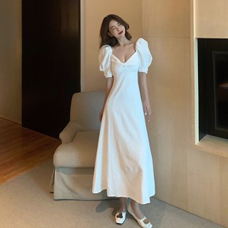 女生洋裝 海邊度假白色沙灘仙女裙女2023夏季新款宮廷風法式連衣裙禮服裙