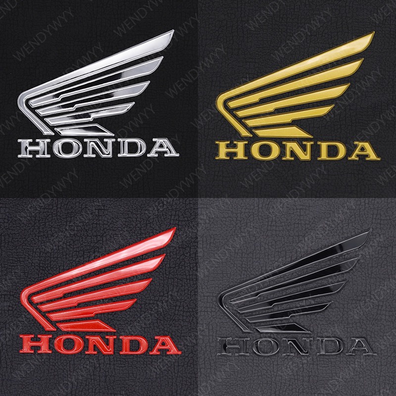 HONDA 2 件 1 套左右本田翼標誌三維標誌鉻紅黑色藍色金色摩托車貼紙