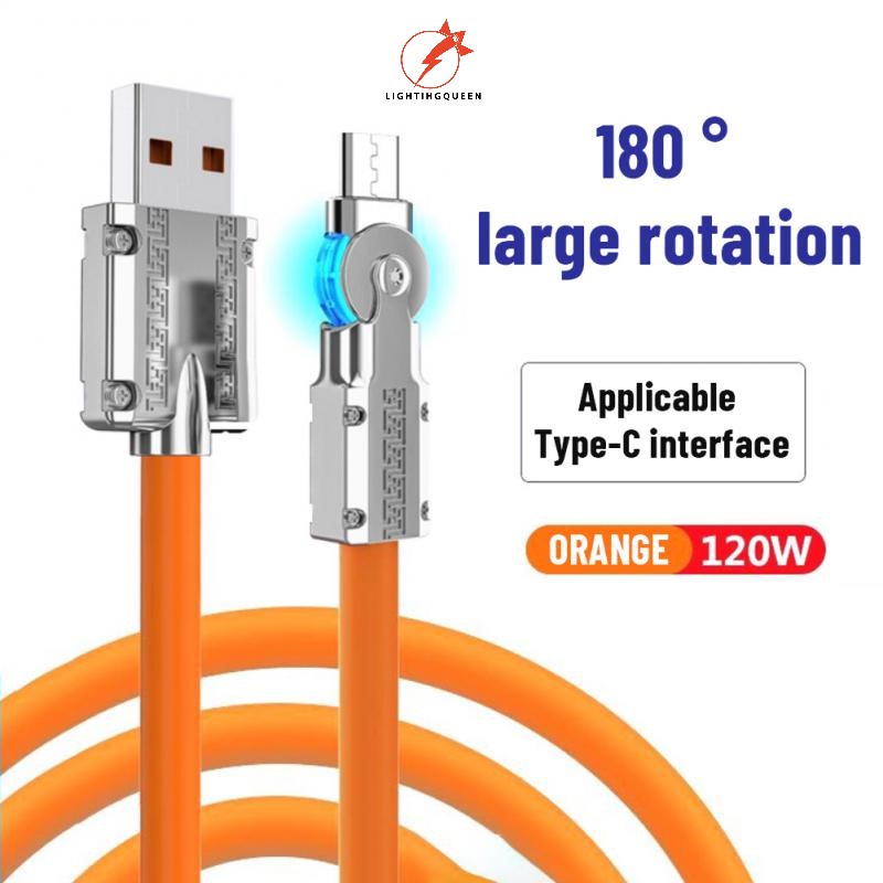XIAOMI 6a 120W Type C 充電線超快速數據線支持小米橙色數據傳輸帶 LED