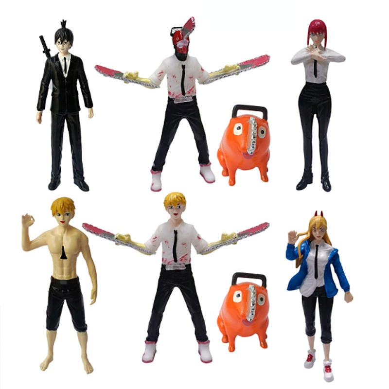 8 件/套可動人偶動漫電鋸人 Denji Power Pochita PVC 模型娃娃玩具