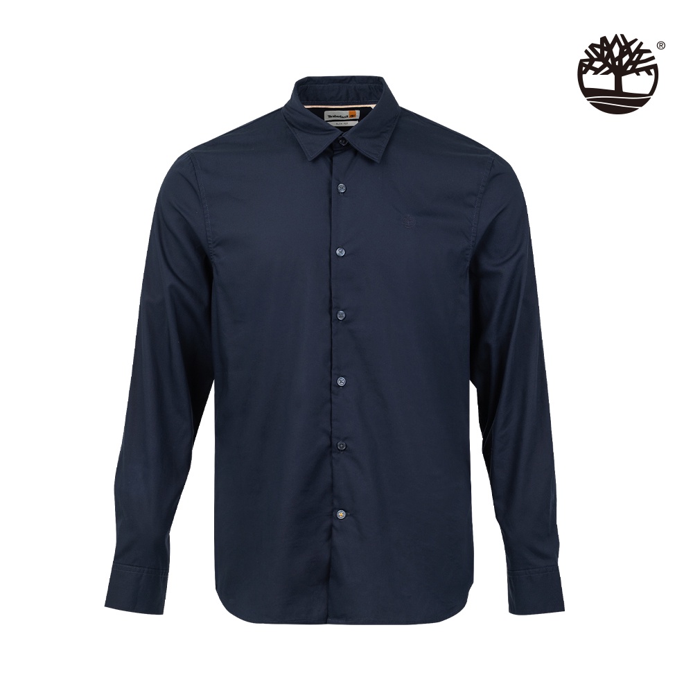 Timberland 男款深藍色 TENCEL™ X REFIBRA™ 透氣長袖襯衫|A62XH433