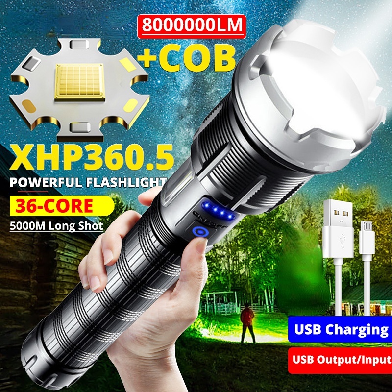Xhp360+cob 強力 LED 手電筒鋁手電筒野營變焦燈籠