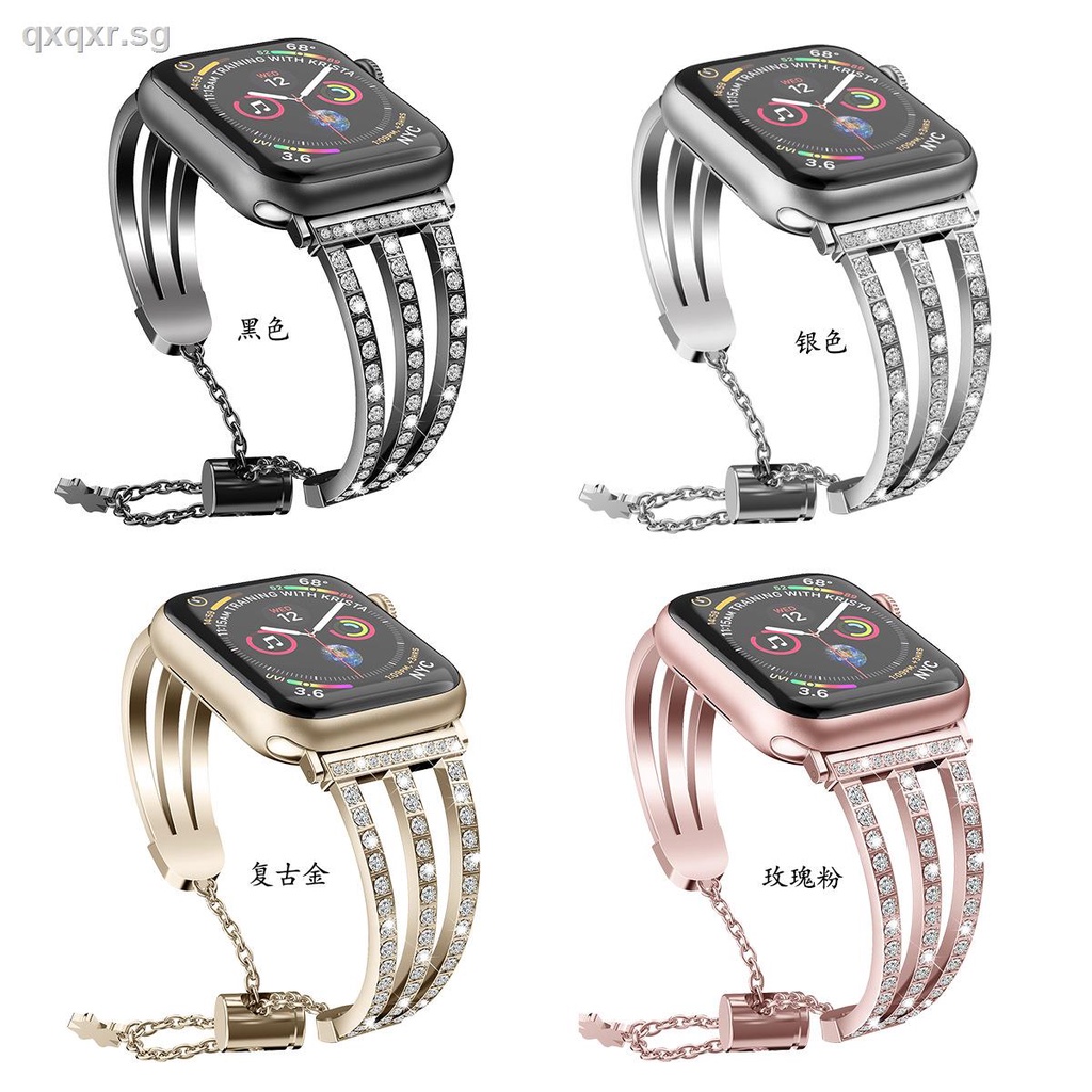 適用於 apple watch apple watch 3 4 5 代用 iwatch 鑲鑽金屬不銹鋼錶帶