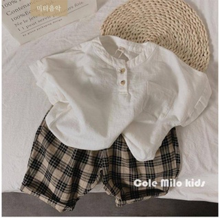 💫💫 可愛兔童裝 韓國兒童 夏季棉麻短袖襯衫 男女童純棉T恤 洋氣 寬鬆 透氣上衣