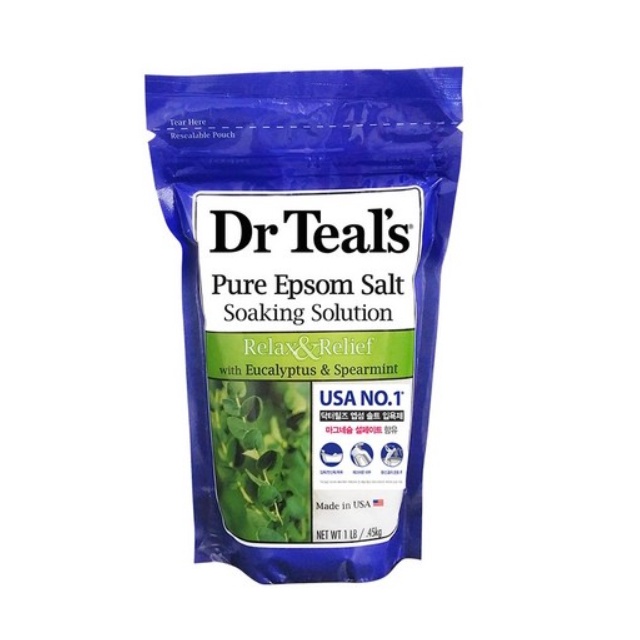 博士 Teal's 純瀉鹽舒緩和睡眠桉樹和留蘭香 450g 身體護理鹽、泡泡浴