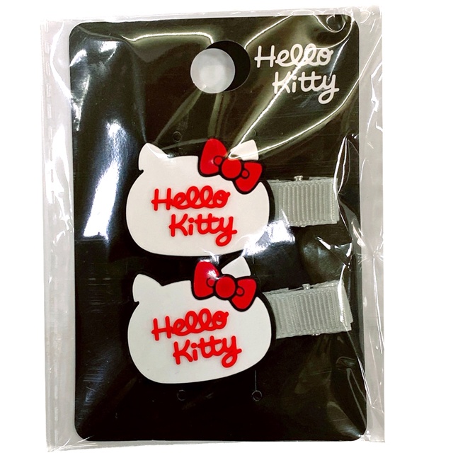 【現貨】小禮堂 Hello Kitty 矽膠髮夾2入組 (大頭款)