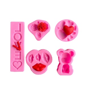 情人節系列矽膠模具熊嘴唇愛心愛心軟糖巧克力模具蛋糕裝飾品模具diy烘焙工具