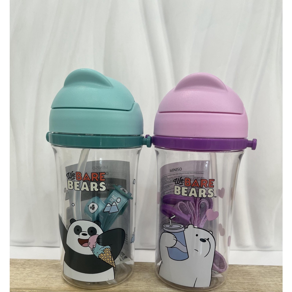 Denpasar MINISO We Bare Bears 系列 5.0 吸管飲水瓶 We Bare Bears
