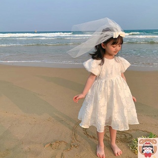 🌺愛Baby童裝🌺 女童連衣裙 夏裝新款 兒童韓版洋氣 泡泡袖白色短袖公主裙子 潮