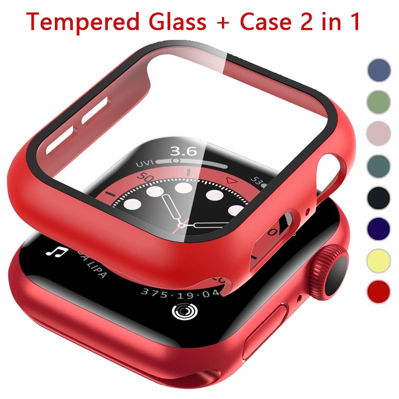 鋼化玻璃膜屏幕保護膜保險槓框架適用於apple watch series 6 SE 5 3/2/1 44mm 40mm