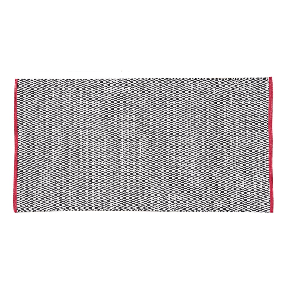【HOLA】 阿米爾印度棉編織地墊80x150cm 幾何黑紅